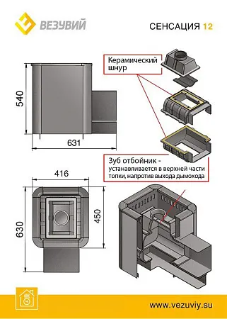 Печь ВЕЗУВИЙ Сенсация 12 Антрацит (220)