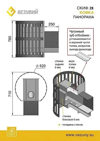Печь ВЕЗУВИЙ Скиф Ковка 28 Панорама