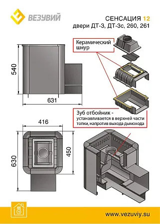 Печь ВЕЗУВИЙ Сенсация 12 Антрацит (ДТ-3С)